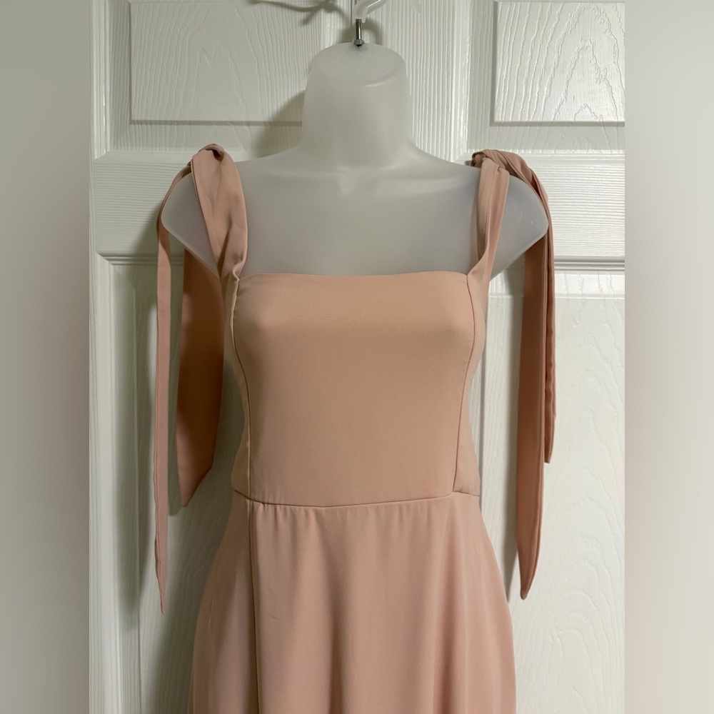 Show Me Your MUMU Blush Pink Tie-Shoulder Midi Dress - Picture 3 of 9